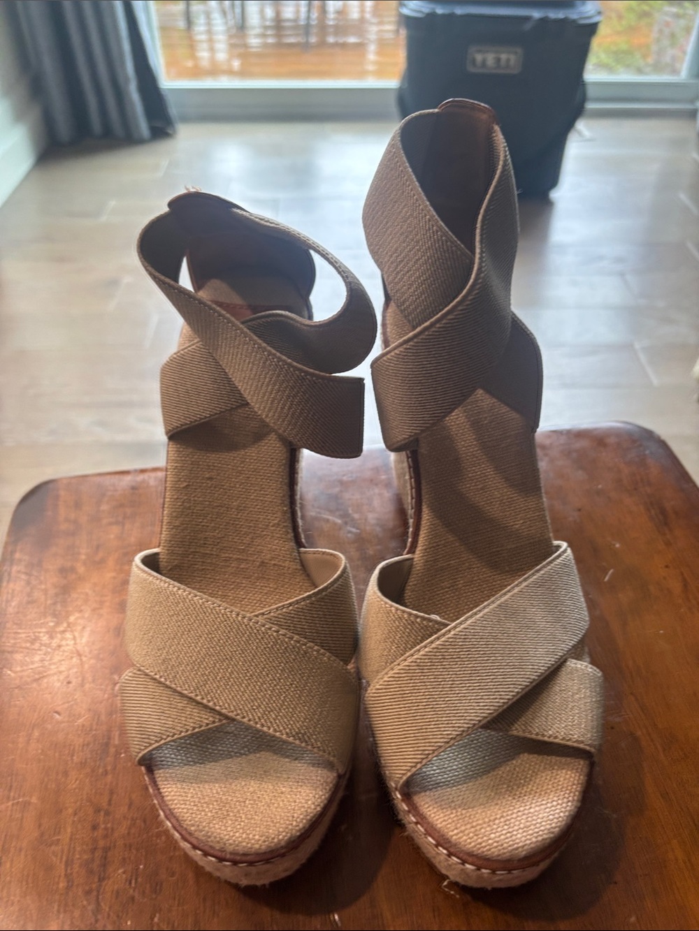 Tory Burch Beige Crisscross Espadrille Wedge Sandals - Women - Picture 3 of 10